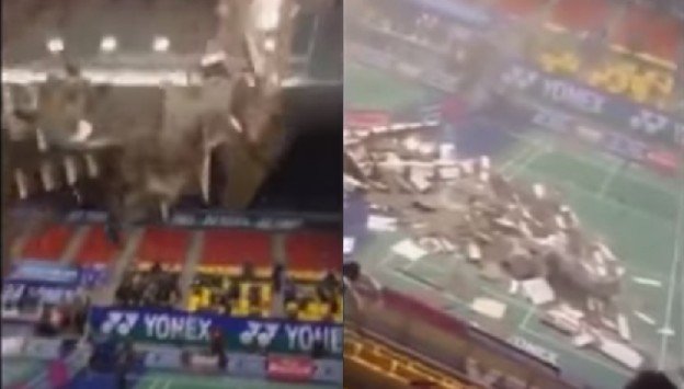Σοκαριστικό βίντεο: Κατέρρευσε η οροφή γηπέδου εν ώρα αγώνα!