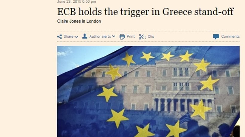 "Η ΕΚΤ κρατάει το «χαλινάρι» στην κόντρα με την Ελλάδα"