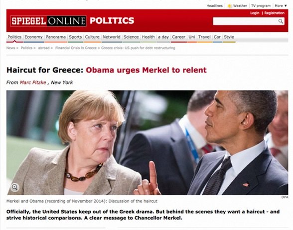 Spiegel: Ο Ομπάμα ασκεί πίεση στη Μέρκελ για «κούρεμα» του ελληνικού χρέους