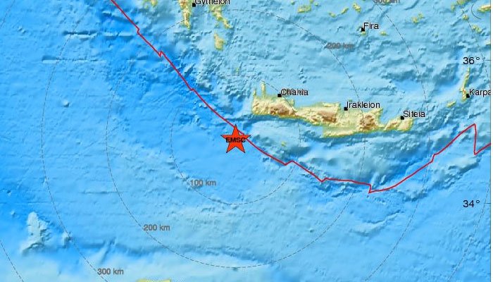 Σεισμός 4,3 Ρίχτερ νότια της Κρήτης