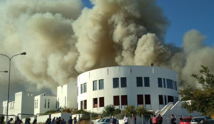 Μεγάλη φωτιά στο Πανεπιστήμιο της Κρήτης (video)