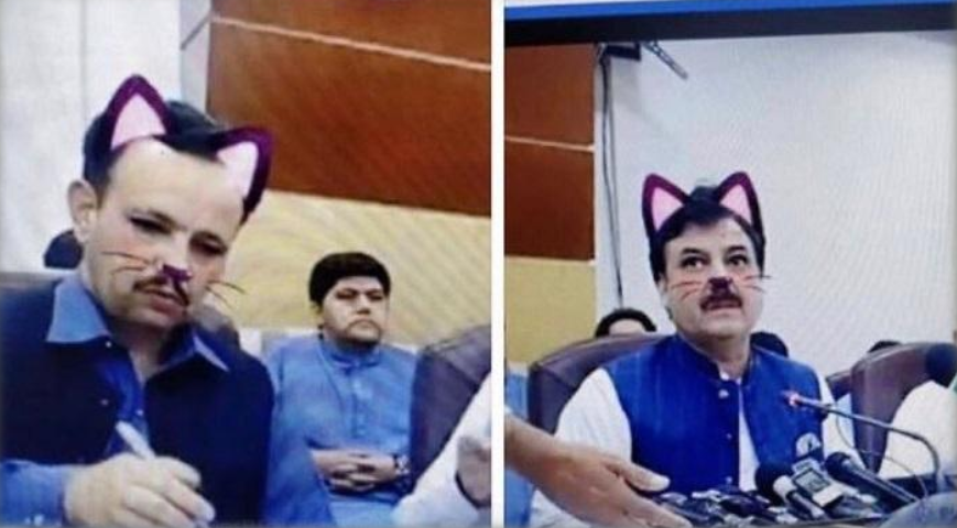 Κυβερνητική Συνέντευξη Τύπου στο Πακιστάν με... ξεχασμένα φίλτρα Cat Face