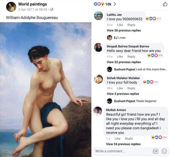Χρήστες του facebook φλέρταραν γυμνή γυναίκα πίνακα του 19ου αιώνα νομίζοντας ότι ήταν πραγματική φωτογραφία !