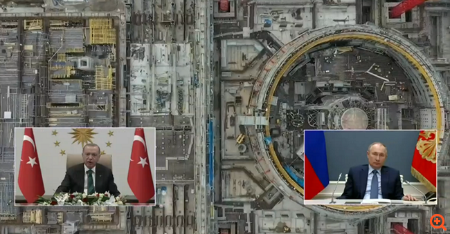 Πούτιν και Ερντογάν εγκαινίασαν  τον αντιδραστήρα του πυρηνικού σταθμού στο Ακούγιου