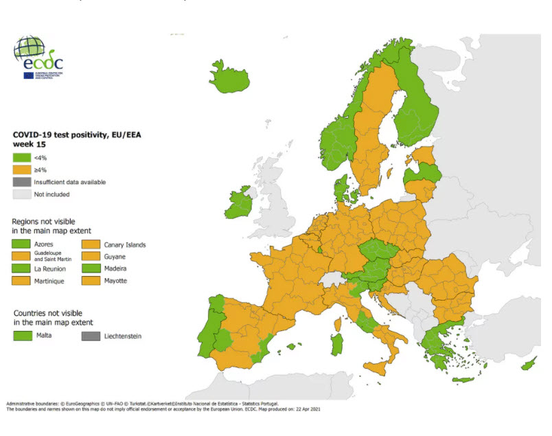 Πράσινη η Ελλάδα στον δείκτη θετικότητας του ECDC