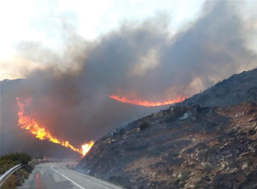 Μεγάλη πυρκαγιά στην Άνδρο - Έκκληση δημάρχου για προληπτική εκκένωση - Πυροσβέστης με εγκαύματα