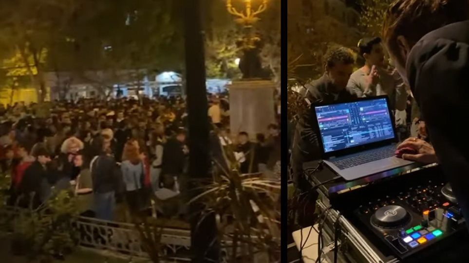 Πλατεία  Κυψέλης: Κορωνοπάρτι με DJ, χωρίς μάσκες και με ποτά ανά χείρας [βίντεο]