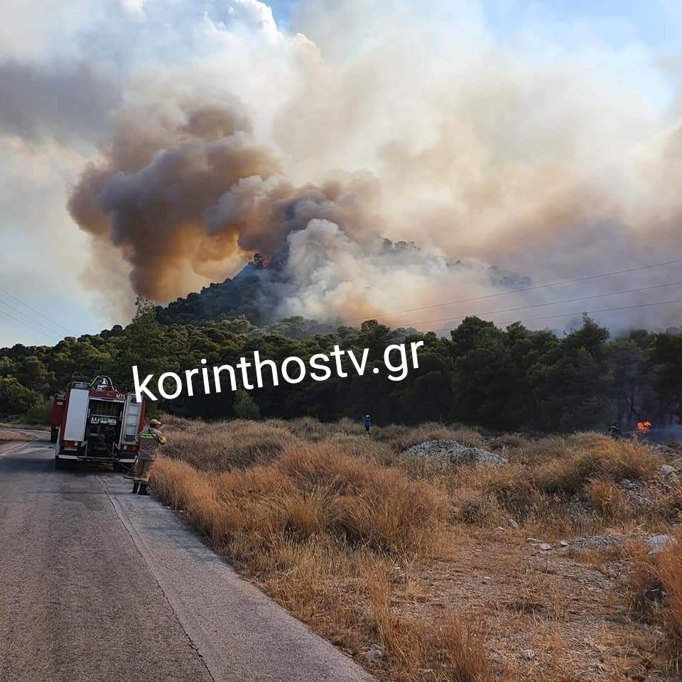 Μεγάλη φωτιά στην Κόρινθο - Εκκενώθηκε η περιοχή Ρυτό ύστερα από μήνυμα του 112 (βίντεο-φωτό)