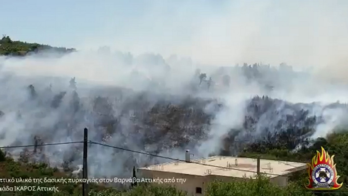Η πυρκαγιά στον Βαρνάβα μέσα από το drone της Πυροσβεστικής