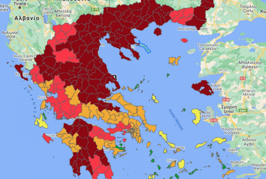 Κορονοϊός: Στο βαθύ κόκκινο η Θεσσαλονίκη - Ποιες περιοχές αλλάζουν χρώμα