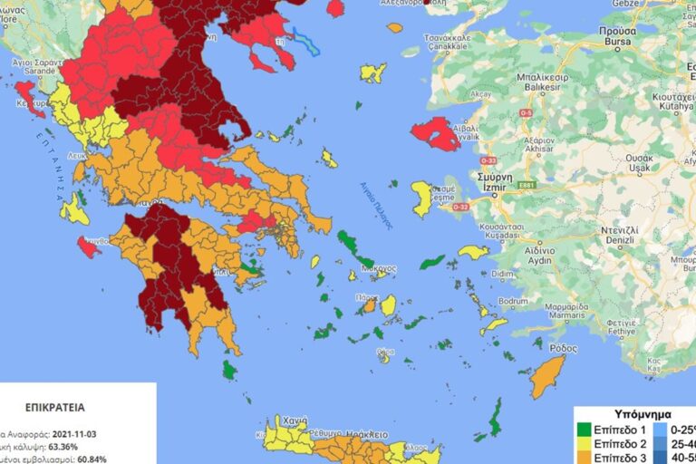 Κορονοϊός: «Βαθύ κόκκινο» ο επιδημιολογικός χάρτης