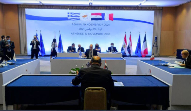 Συνάντηση ΥΠΕΞ Ελλάδας, Κύπρου, Αιγύπτου, Γαλλίας- Ν. Δένδιας: Η στρατηγική μας σχέση βασίζεται στον σεβασμό του Διεθνούς Δικαίου και του Δικαίου της Θάλασσας