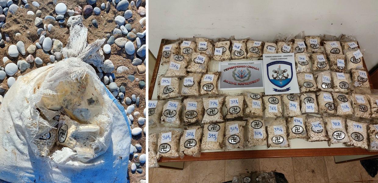 Δύο τσουβάλια με ναρκωτικά χάπια εντοπίστηκαν σε παραλίες της Ρόδου