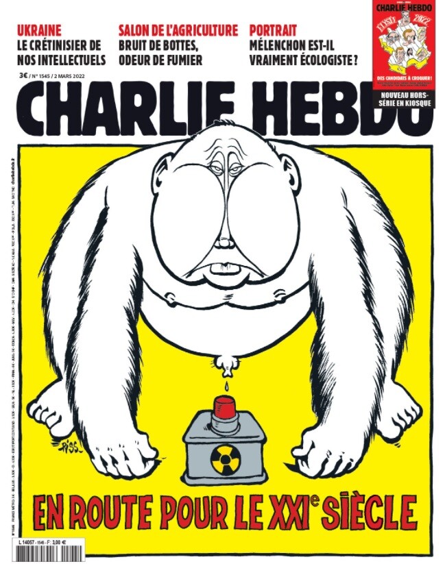 Charlie Hebdo: Ο Πούτιν ουρακοτάγκος ουρεί στο κόκκινο κουμπί των πυρηνικών