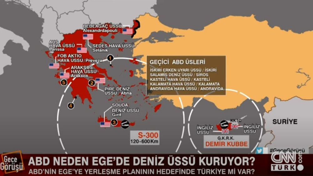 CNN Türk: Προσπάθεια περικύκλωσης της Τουρκίας από τις ΗΠΑ μέσω βάσεων σε Αλεξανδρούπολη και Κύπρο