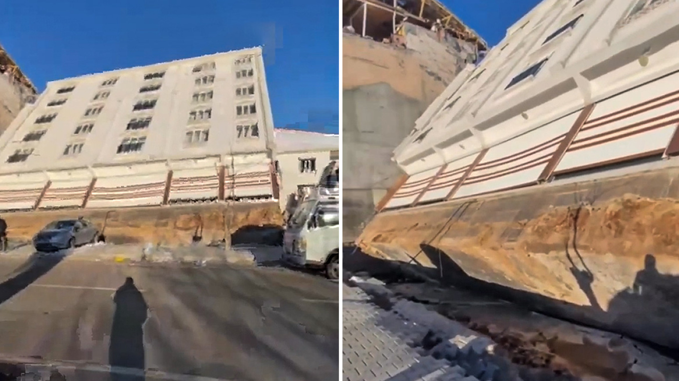 Σεισμός στην Τουρκία: Κτίριο έγειρε από τα Ρίχτερ και φάνηκε ότι... δεν είχε θεμέλια - Δείτε βίντεο