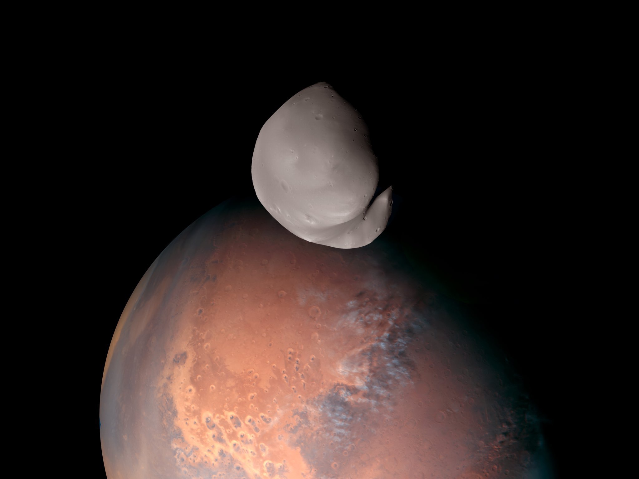 ΗΑΕ: Εντυπωσιακές εικόνες του Δείμου, του μικρότερου δορυφόρου του Άρη, έστειλε στη Γη το διαστημικό σκάφος Hope