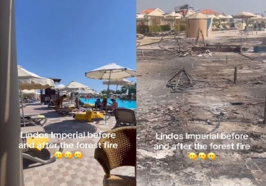 Ρόδος: Ανατριχιαστικό βίντεο στο TikTok – Ξενοδοχείο στη Λίνδο πριν και μετά την φωτιά