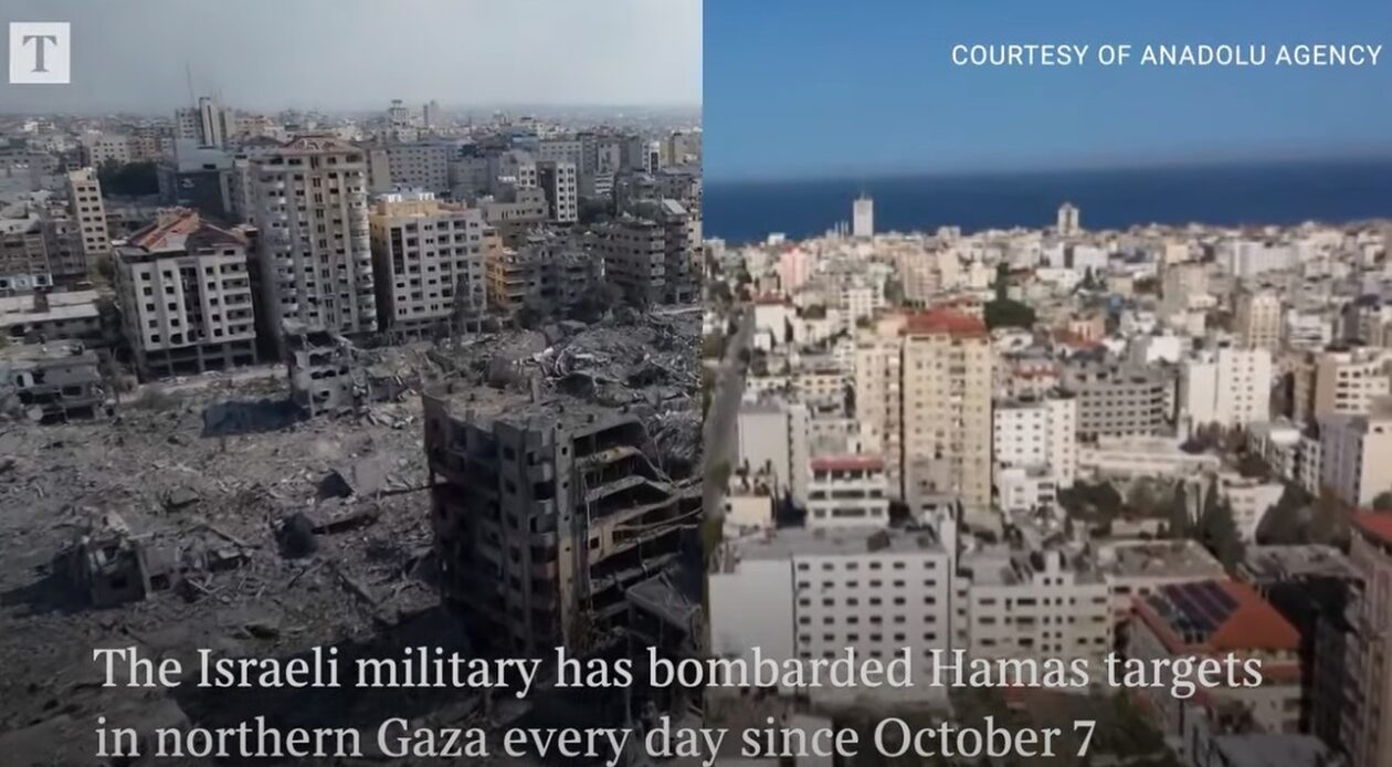Συγκλονιστικό εναέριο βίντεο: Η Γάζα πριν και μετά τους βομβαρδισμούς