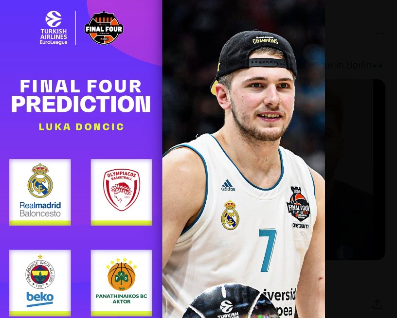 EuroLeague: Η πρόβλεψη του Λούκα Ντόντσιτς περιέχει τον Ολυμπιακό και τον Παναθηναϊκό AKTOR στο Final Four